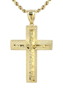10K Yellow Gold Rope Chain & Gold Cross Necklace | Appx. 15.7 Grams