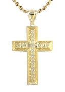 10K Yellow Gold Rope Chain & Gold Cross Necklace | Appx. 15.7 Grams