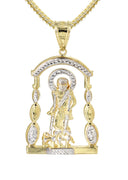 10K Yellow Gold Franco Chain & Saint Lazaro Pendant | Appx. 16 Grams