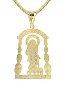 10K Yellow Gold Franco Chain & Saint Lazaro Pendant | Appx. 16 Grams