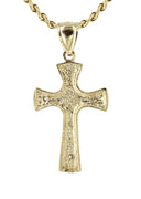 10K Yellow Gold Rope Chain & Gold Cross Necklace | Appx. 14.4 Grams