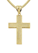 10K Yellow Gold Franco Chain & Gold Cz Cross Necklace | Appx. 14.7 Grams