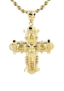 10K Yellow Gold Rope Chain & Gold Cross Necklace | Appx. 15.1 Grams