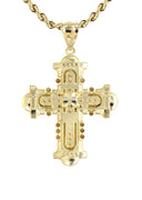 10K Yellow Gold Rope Chain & Gold Cross Necklace | Appx. 15.1 Grams