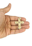 10K Yellow Gold Rope Chain & Gold Cross Necklace | Appx. 15.1 Grams