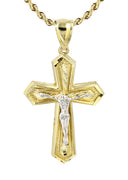 10K Yellow Gold Rope Chain & Gold Cross Necklace | Appx. 15.3 Grams