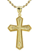 10K Yellow Gold Rope Chain & Gold Cross Necklace | Appx. 15.3 Grams
