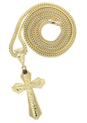 10K Yellow Gold Franco Chain & Gold Cross Necklace | Appx. 13.7 Grams