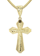 10K Yellow Gold Franco Chain & Gold Cross Necklace | Appx. 13.7 Grams