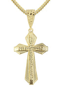 10K Yellow Gold Franco Chain & Gold Cross Necklace | Appx. 13.7 Grams