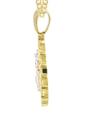 10K Yellow Gold Cuban Chain & Round Crucifix Pendant | Appx. 17 Grams