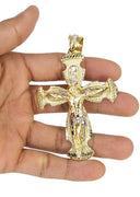 10K Yellow Gold Franco Chain & Cz Gold Cross Necklace | Appx. 26.4 Grams