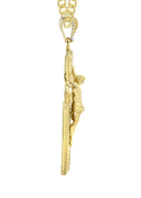 10K Yellow Gold Cuban Chain & Gold Cz Cross Necklace | Appx. 15.7 Grams