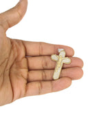 10K Yellow Gold Cuban Chain & Gold Cz Cross Necklace | Appx. 15.7 Grams