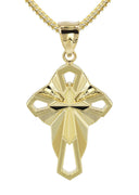 10K Yellow Gold Franco Chain & Gold Cross Necklace | Appx. 10.9 Grams