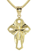 10K Yellow Gold Franco Chain & Gold Cross Necklace | Appx. 10.9 Grams
