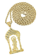 10K Yellow Gold Rope Chain & Saint Lazaro Pendant | Appx. 19 Grams