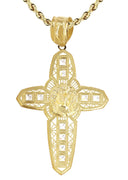 10K Yellow Gold Rope Chain & Cz Gold Cross Necklace | Appx. 24.7 Grams