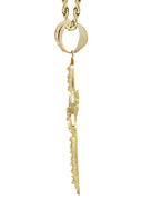 10K Yellow Gold Rope Chain & Cz Gold Cross Necklace | Appx. 24.7 Grams