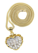 10K Yellow Gold Franco Chain & Cz Heart Pendant | Appx. 14.1 Grams