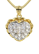 10K Yellow Gold Franco Chain & Cz Heart Pendant | Appx. 14.1 Grams
