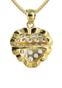 10K Yellow Gold Franco Chain & Cz Heart Pendant | Appx. 14.1 Grams