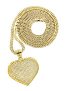 10K Yellow Gold Franco Chain & Cz Heart Pendant | Appx. 14.2 Grams