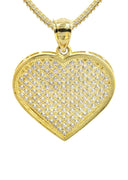 10K Yellow Gold Franco Chain & Cz Heart Pendant | Appx. 14.2 Grams