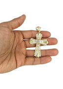 10K Yellow Gold Cuban Chain & Cz Gold Cross Necklace | Appx. 17.8 Grams