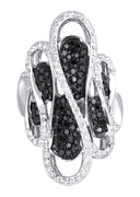 14K Ladies Black  Diamond Cocktail Ring | 0.84 Carats | 13.45 Grams