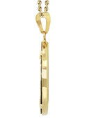 14K Yellow Gold Round Picture Pendant Necklace | Appx. 1.5 Inches