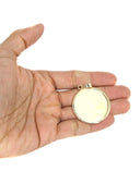 14K Yellow Gold Round Picture Pendant Necklace | Appx. 1.5 Inches