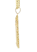 14K Yellow Gold Round Rope Link Picture Pendant Necklace | Appx. 1.6 Inch
