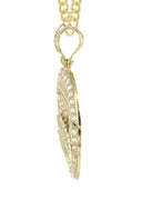 10K Yellow Gold Cuban Chain & Round Cz Last Supper Pendant | Appx 22.2 Grams
