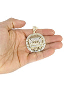 10K Yellow Gold Cuban Chain & Round Cz Last Supper Pendant | Appx 22.2 Grams