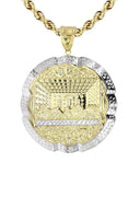 10K Yellow Gold Rope Chain & Round Last Supper Pendant | Appx 24 Grams