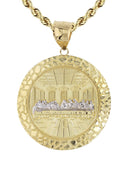 10K Yellow Gold Rope Chain & Round Last Supper Pendant | Appx 17.8 Grams