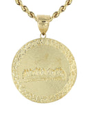 10K Yellow Gold Rope Chain & Round Last Supper Pendant | Appx 17.8 Grams