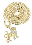 10K Yellow Gold Cuban Chain & Lion Pendant | Appx 16 Grams