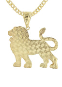10K Yellow Gold Cuban Chain & Lion Pendant | Appx 16 Grams