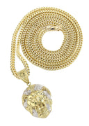 10K Yellow Gold Franco Chain & Lion Head Pendant | Appx 13.6 Grams