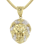 10K Yellow Gold Franco Chain & Lion Head Pendant | Appx 13.6 Grams