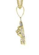 10K Yellow Gold Franco Chain & Lion Head Pendant | Appx 13.6 Grams