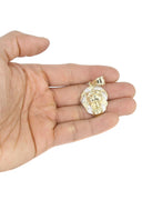 10K Yellow Gold Franco Chain & Lion Head Pendant | Appx 13.6 Grams