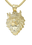 10K Yellow Gold Franco Chain & Cz Lion Head Pendant | Appx 16.3 Grams