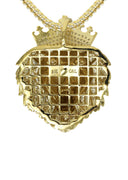 10K Yellow Gold Franco Chain & Cz Lion Head Pendant | Appx 22.5 Grams