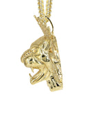 10K Yellow Gold Franco Chain & Cz Lion Head Pendant | Appx 22.5 Grams