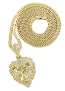 10K Yellow Gold Franco Chain & Cz Lion Head Pendant | Appx 21.9 Grams