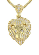 10K Yellow Gold Franco Chain & Cz Lion Head Pendant | Appx 21.9 Grams