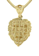 10K Yellow Gold Franco Chain & Cz Lion Head Pendant | Appx 21.9 Grams